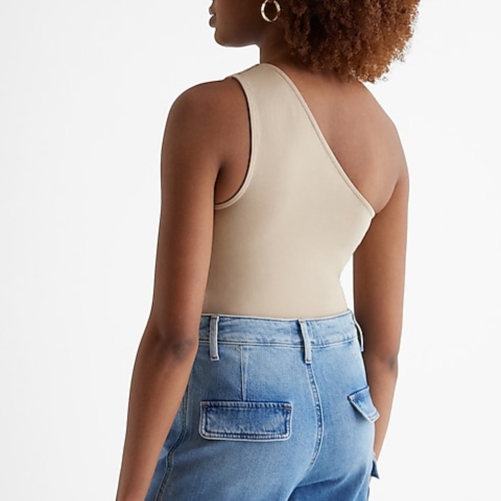 Express One Shoulder Tan Tank - Picture 2 of 3